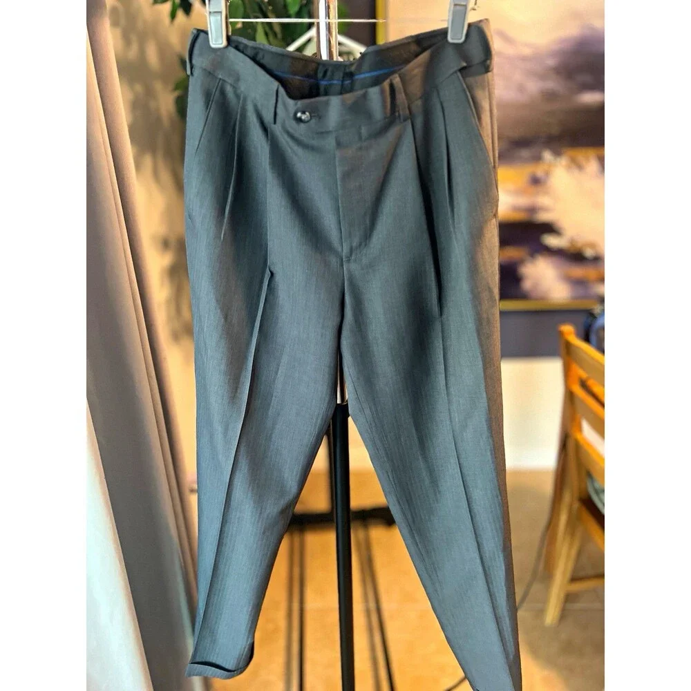 Men's Gray Croft & Barrow Pleated Dress Pants Classic Fit Tapered 32W